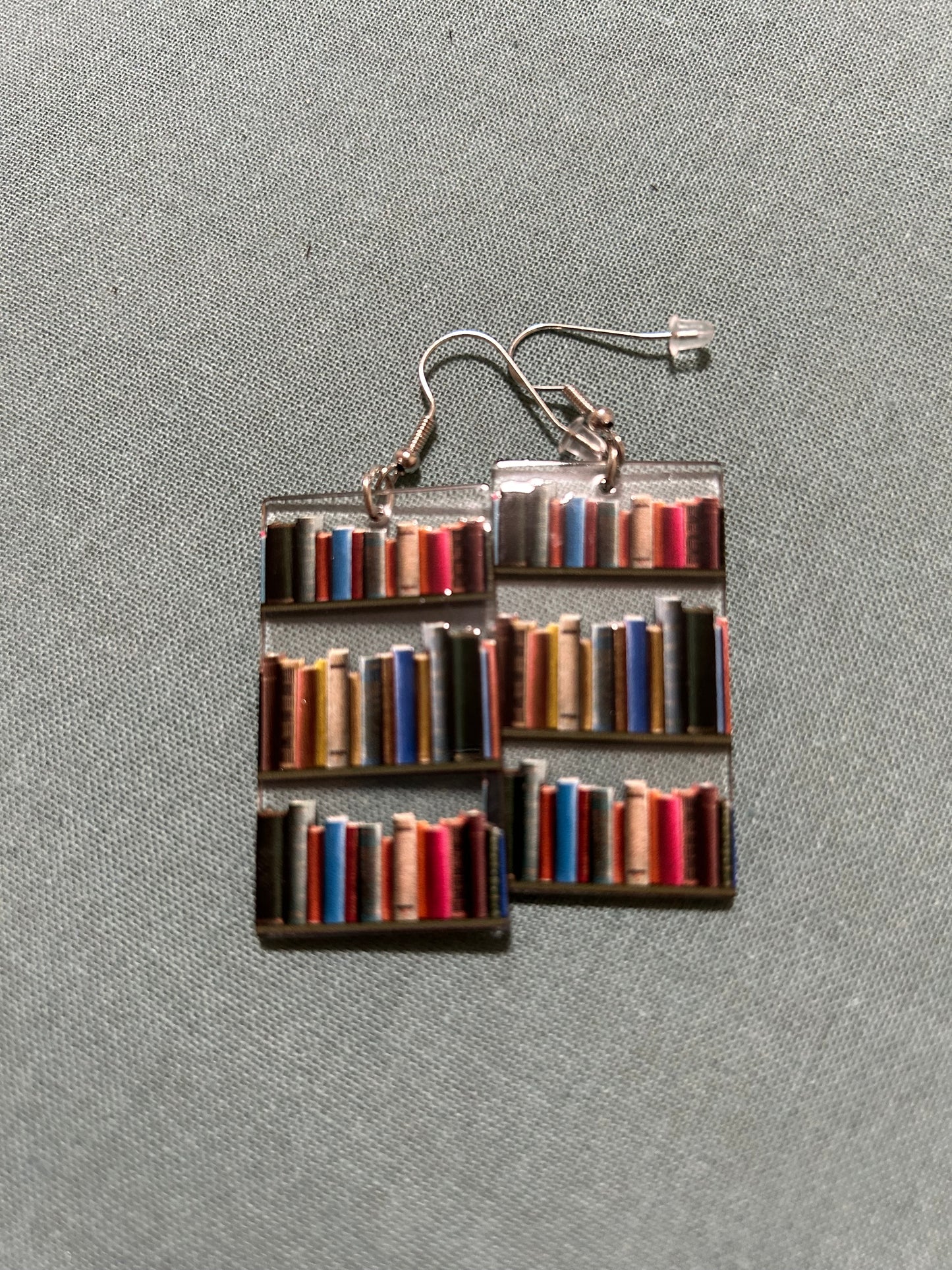 Clear bookcase earrings