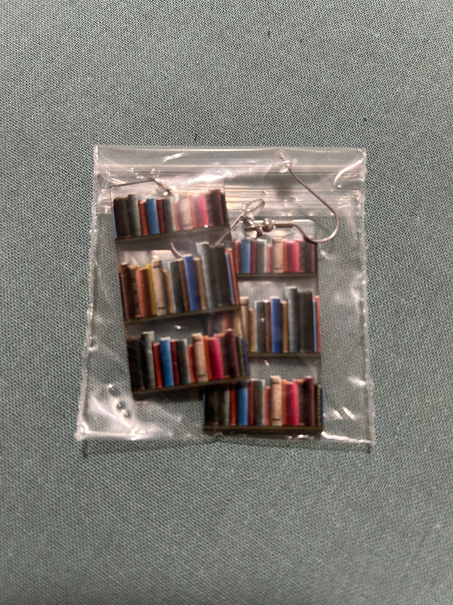Clear bookcase earrings