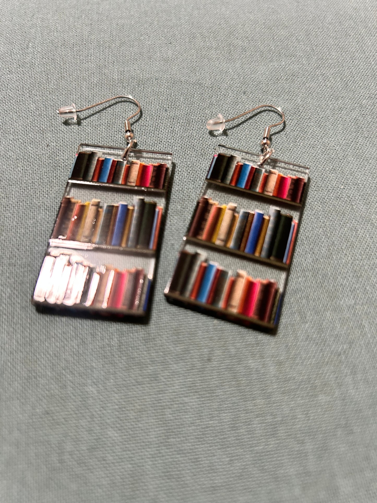 Clear bookcase earrings