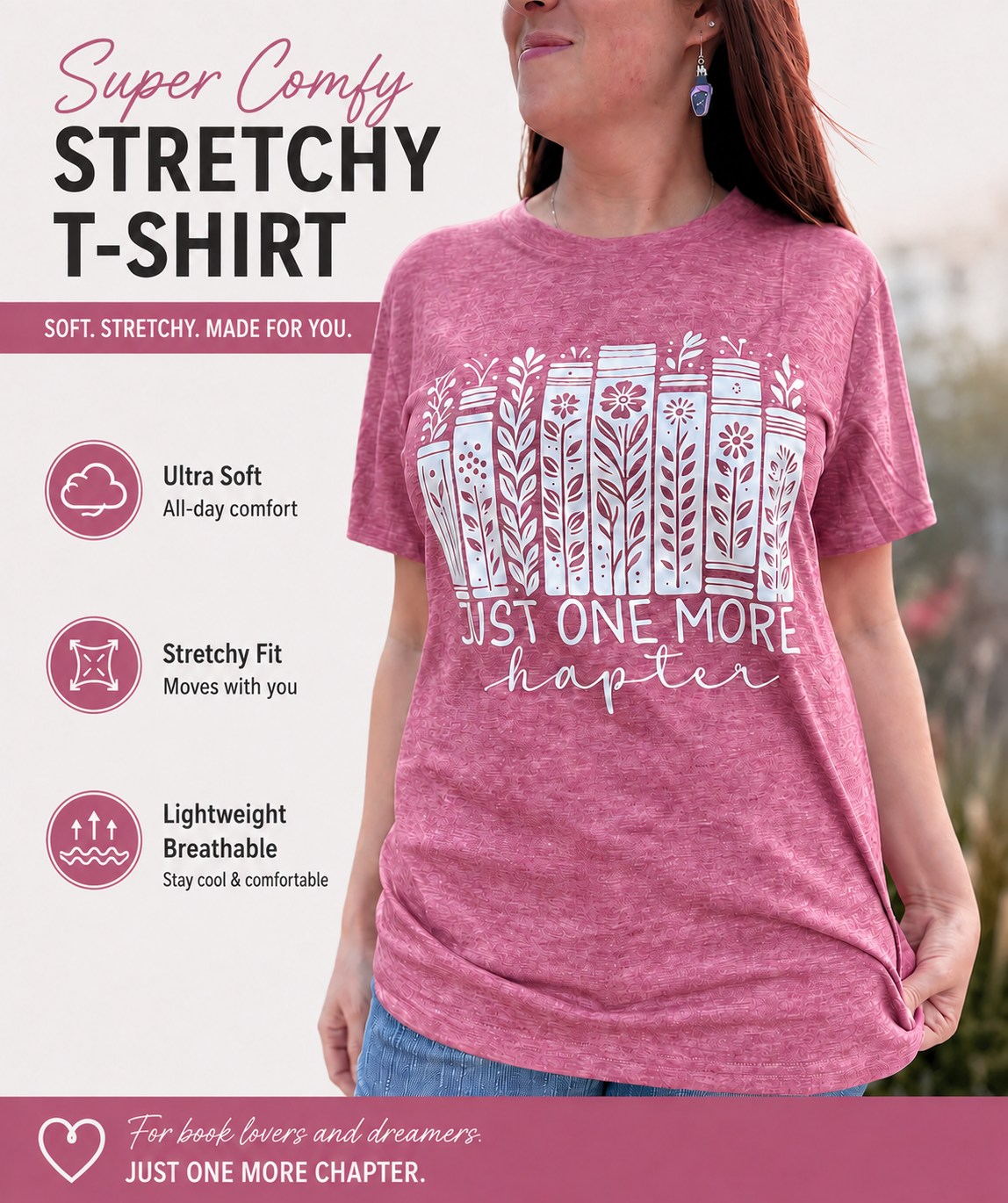 Just One More Chapter T-Shirt (pink)