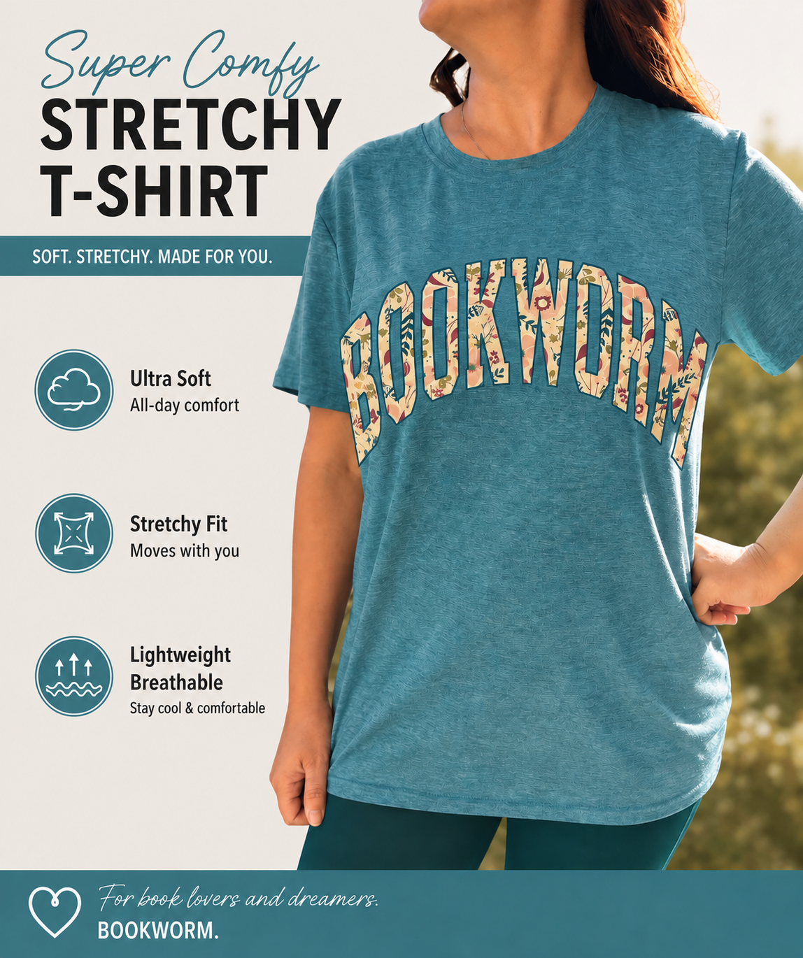 Bookworm Teal T-shirt